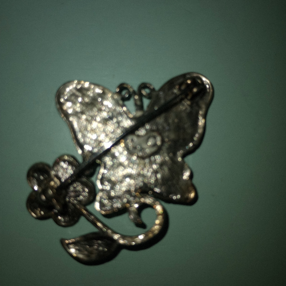 Vintage Purple and Silver Butterfly Brooch - Picture 3 of 4